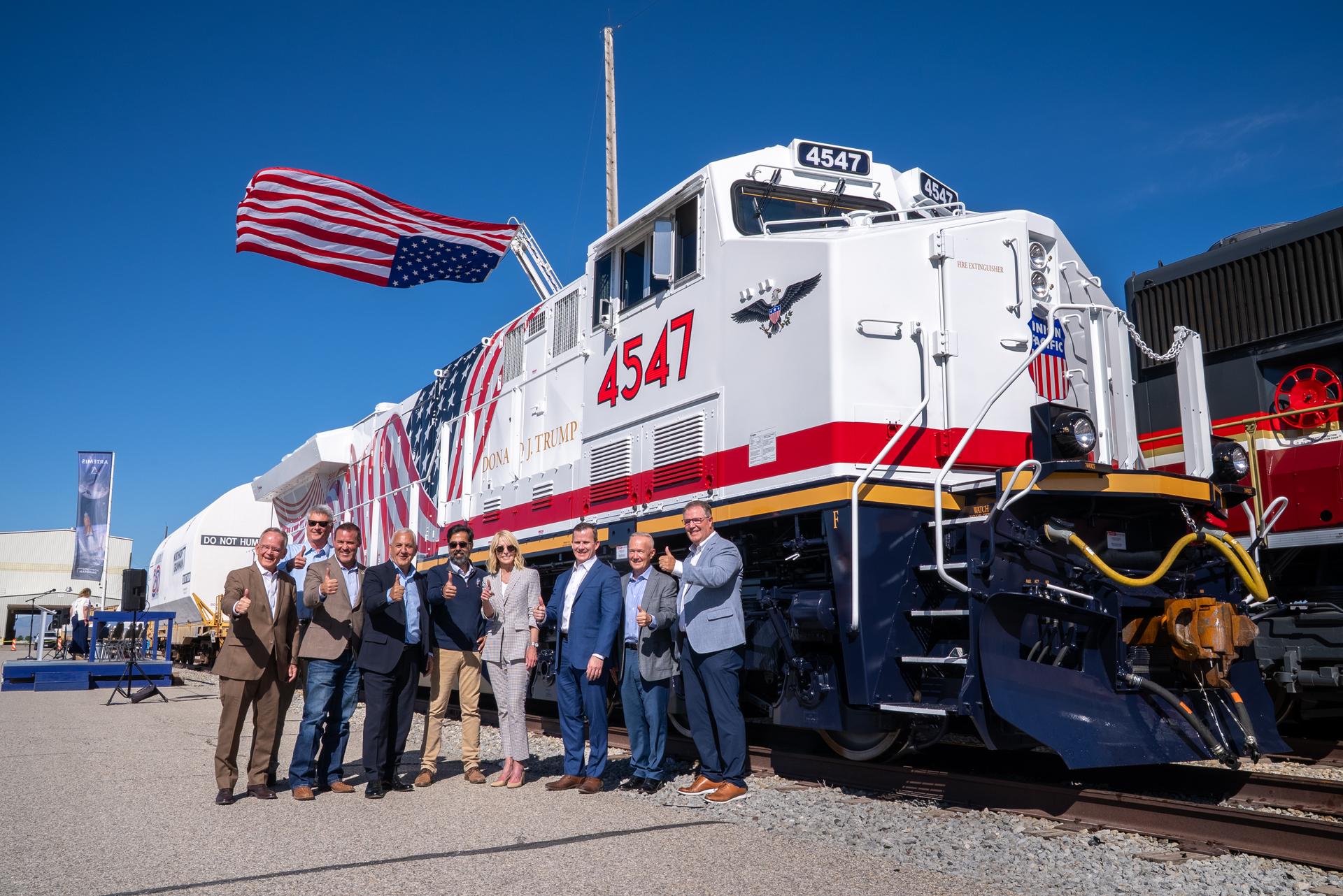 These images capture the final booster motor segments for NASA’s Artemis III mission departing Northrop Grumman’s Railyard Shipping Facility in Corinne, Utah, June 2. The eight segments will form the twin five-segment solid rocket boosters for the agency’s SLS (Space Launch System) rocket, providing more than 75% of the vehicle’s total thrust at liftoff.    Due to their immense size and weight, the booster segments are transported in specialized carriers and are being hauled by Union Pacific Railroad’s newest commemorative locomotive, No. 4547. Marking its inaugural mission, the locomotive will deliver the flight hardware to NASA’s Kennedy Space Center in Florida, where stacking operations for Artemis III are set to begin later this year. 